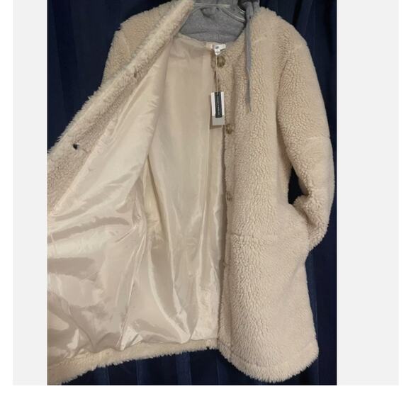 BP. NWT Hooded Tan Memoir Teddy Coat Jacket  Button Up Size XS gray removable - Picture 13 of 15